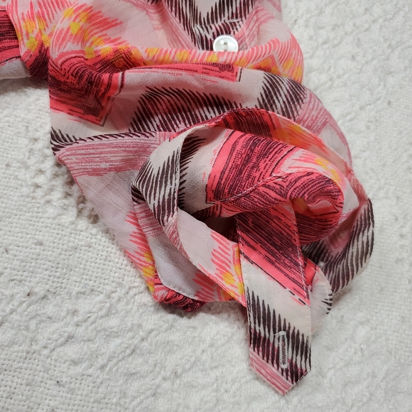 New Directions lightweight polyester button down longsleeved blouse top colorful - Picture 12 of 16